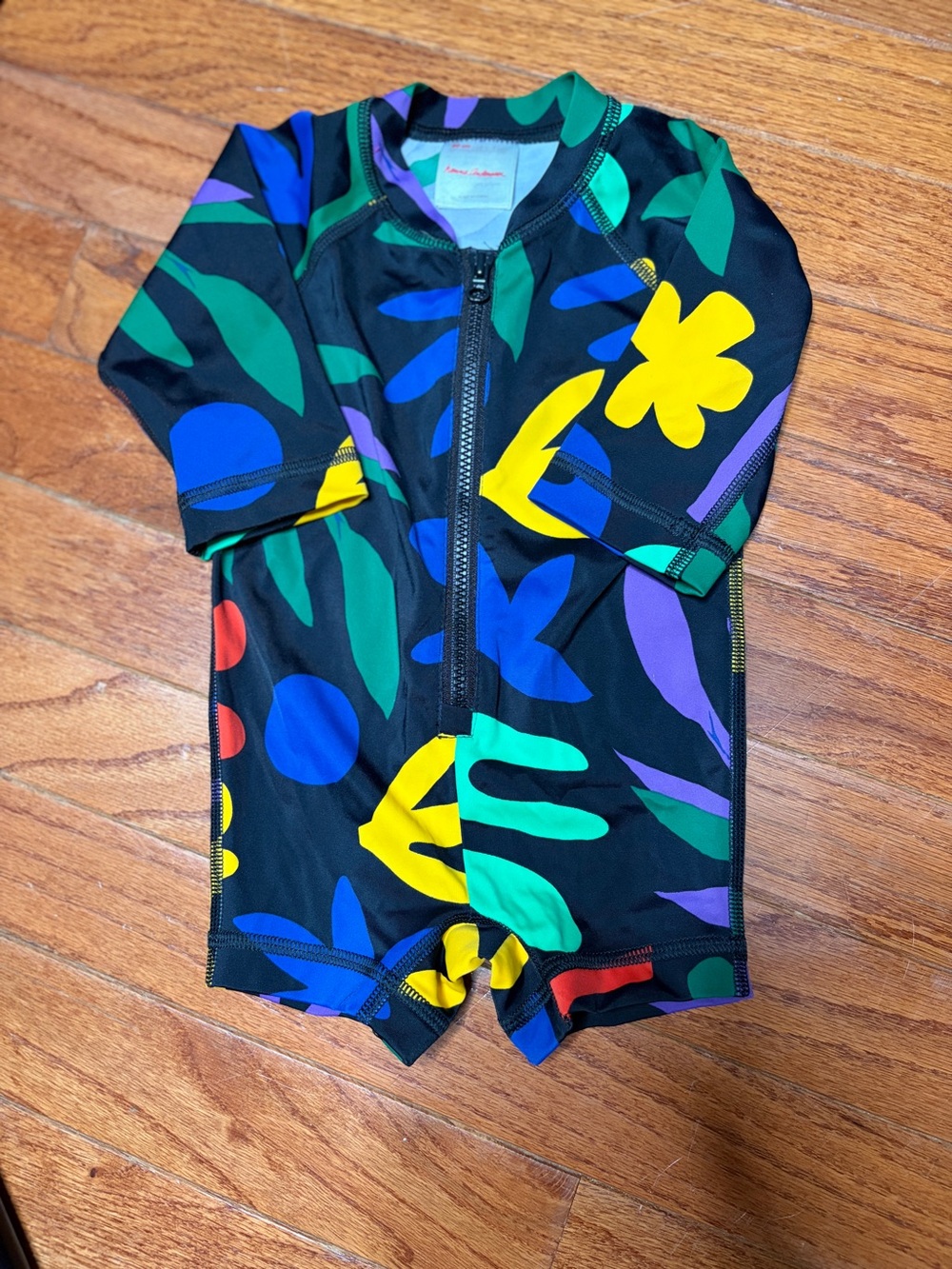 Hanna Andersson Baby Sun Suit Rash Guard Romper Abstract Floral Black 0-3 Months